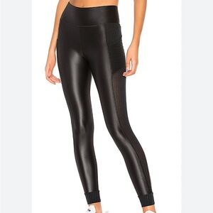 Alala Black Equinox Mesh Mirage Sleek Shiny Women's Leggings Tights Size M